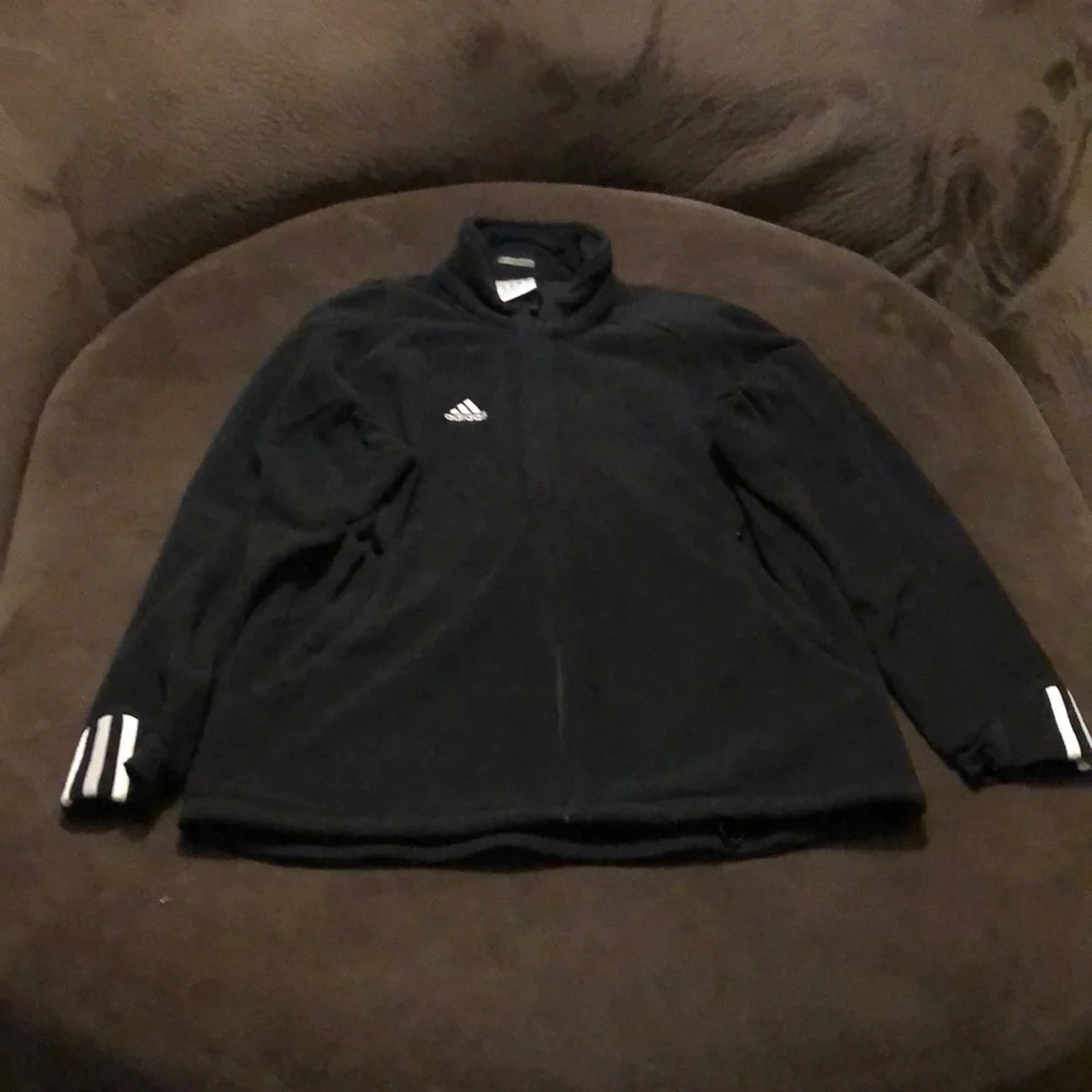 Adidas Men's Black Full-Zip Fleece Jacket